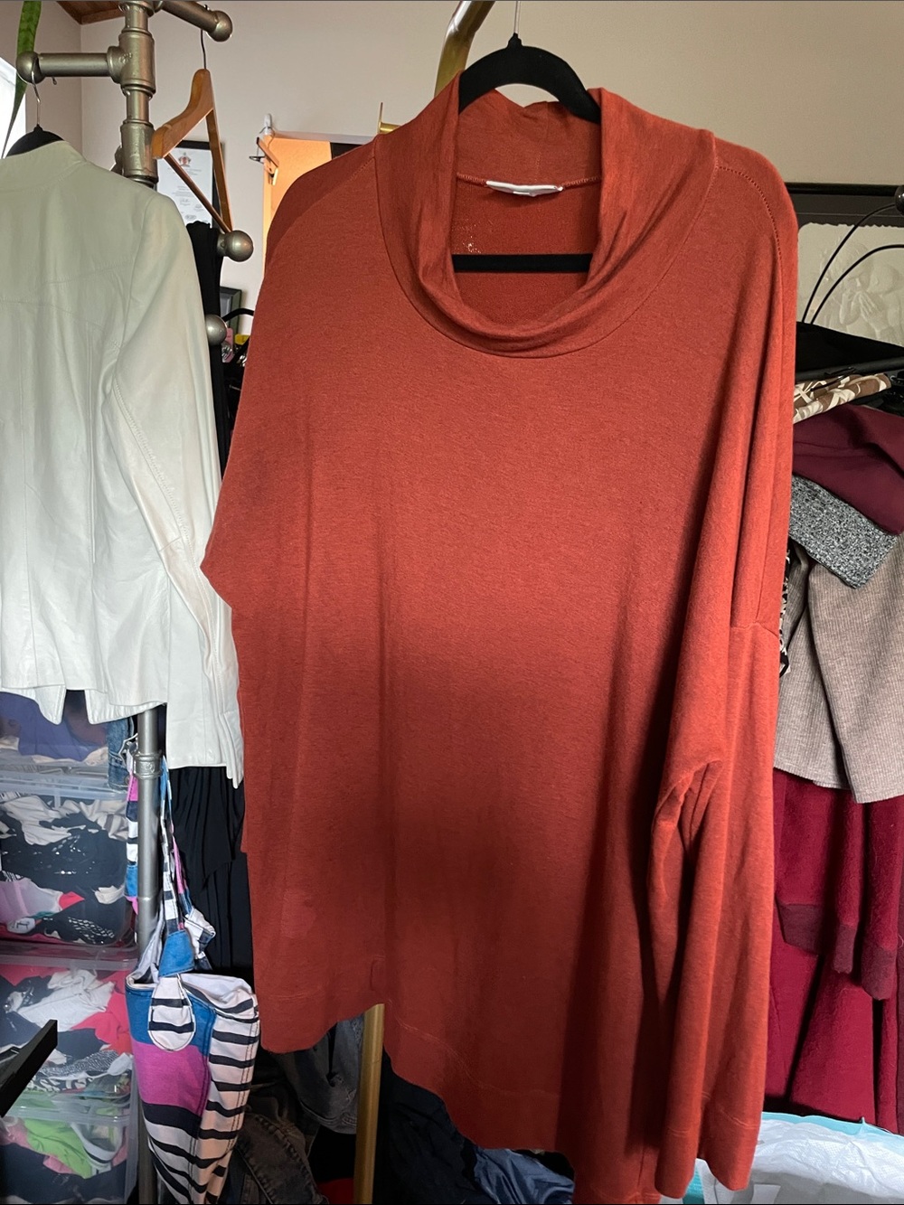 bryn Walker Oversized Rust Cowl Neck Sweater